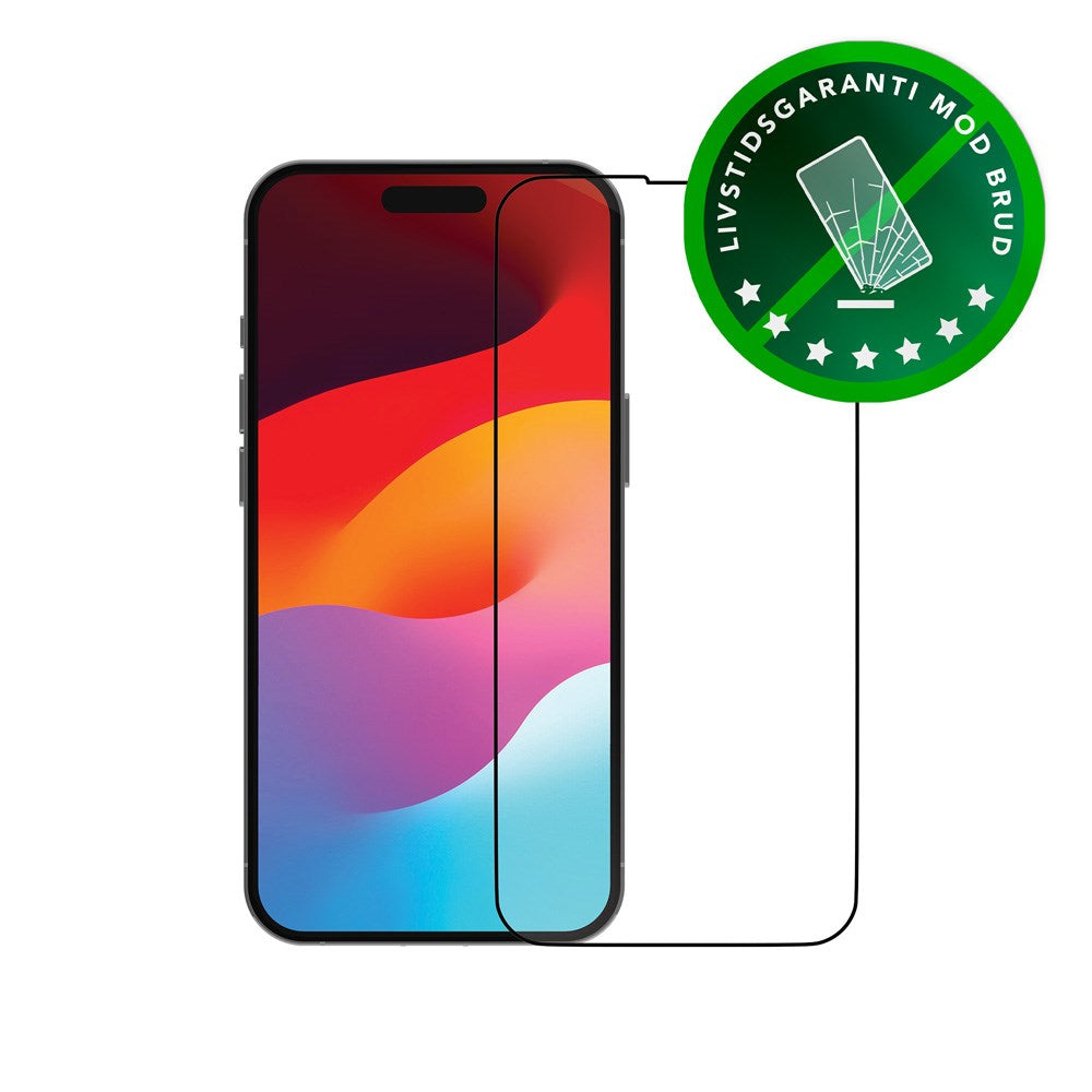 dbramante1928 iPhone 15 Eco-Shield Skærmbeskyttelse m. Installationsramme - Sort Kant