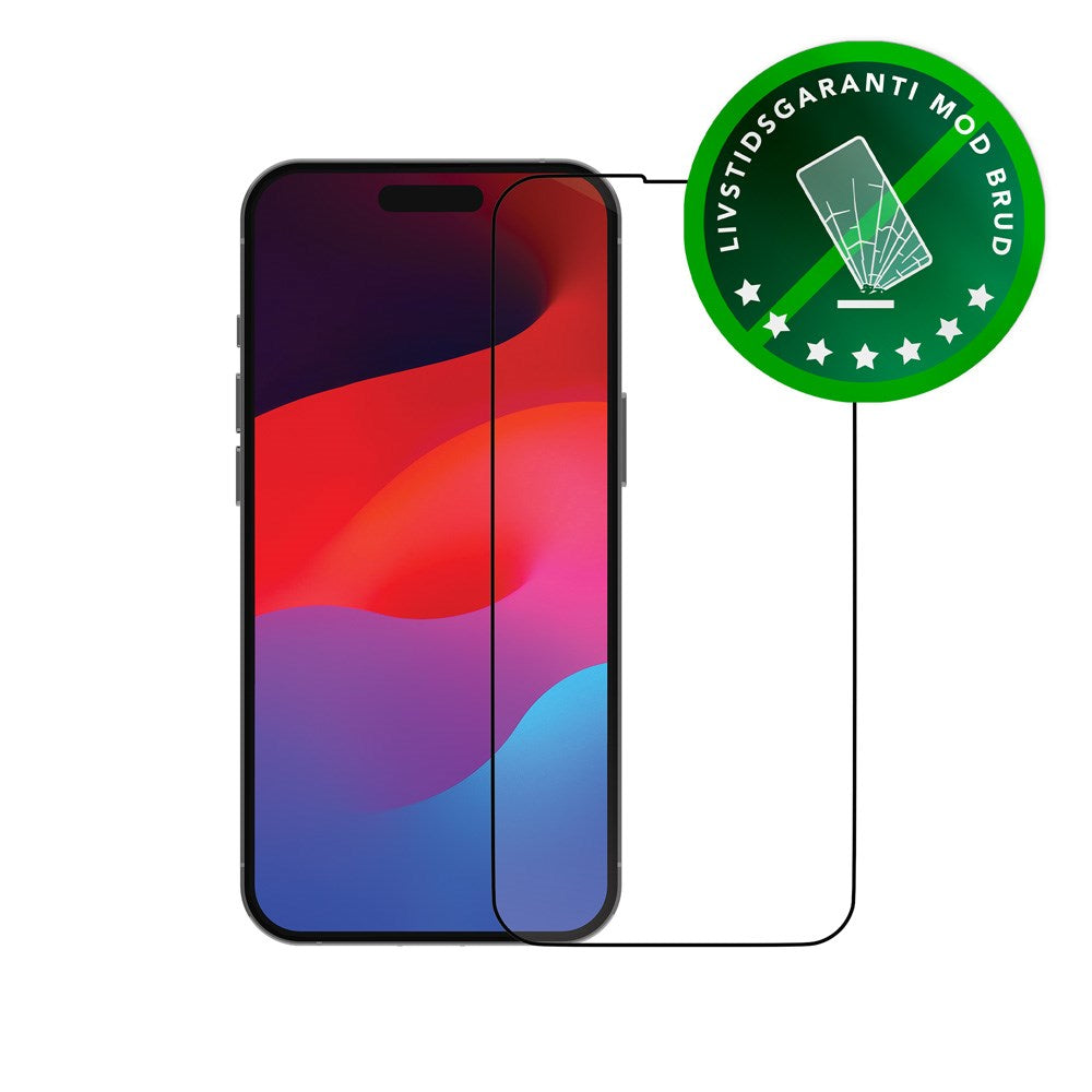 dbramante1928 iPhone 15 Pro Eco-Shield Skærmbeskyttelse m. Installationsramme - Sort Kant