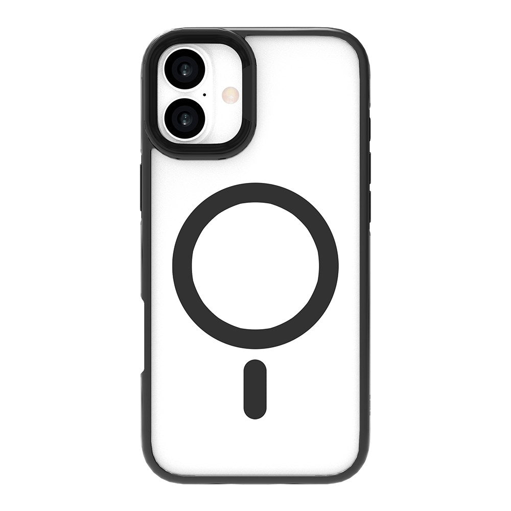 iPhone 16 eSTUFF INFINITE HELSINKI Hybrid Plastik Cover med Kickstand - MagSafe Kompatibel - Sort / Gennemsigtig