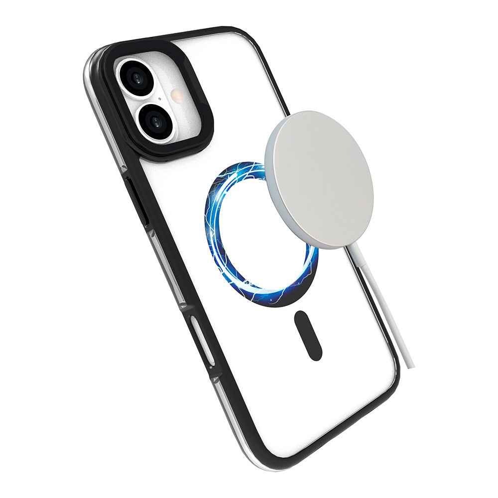 iPhone 16 eSTUFF INFINITE HELSINKI Hybrid Plastik Cover med Kickstand - MagSafe Kompatibel - Sort / Gennemsigtig