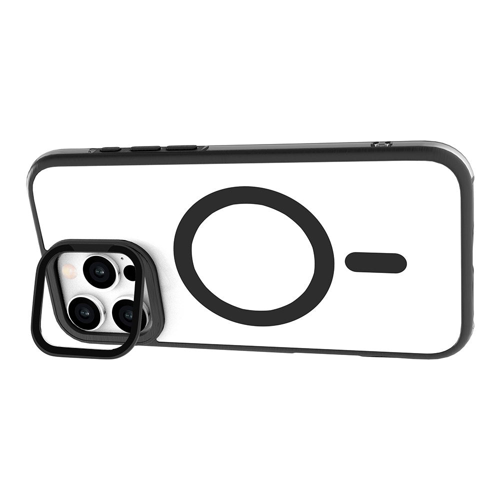 iPhone 16 Pro eSTUFF INFINITE HELSINKI Hybrid Plastik Cover med Kickstand - MagSafe Kompatibel - Sort / Gennemsigtig