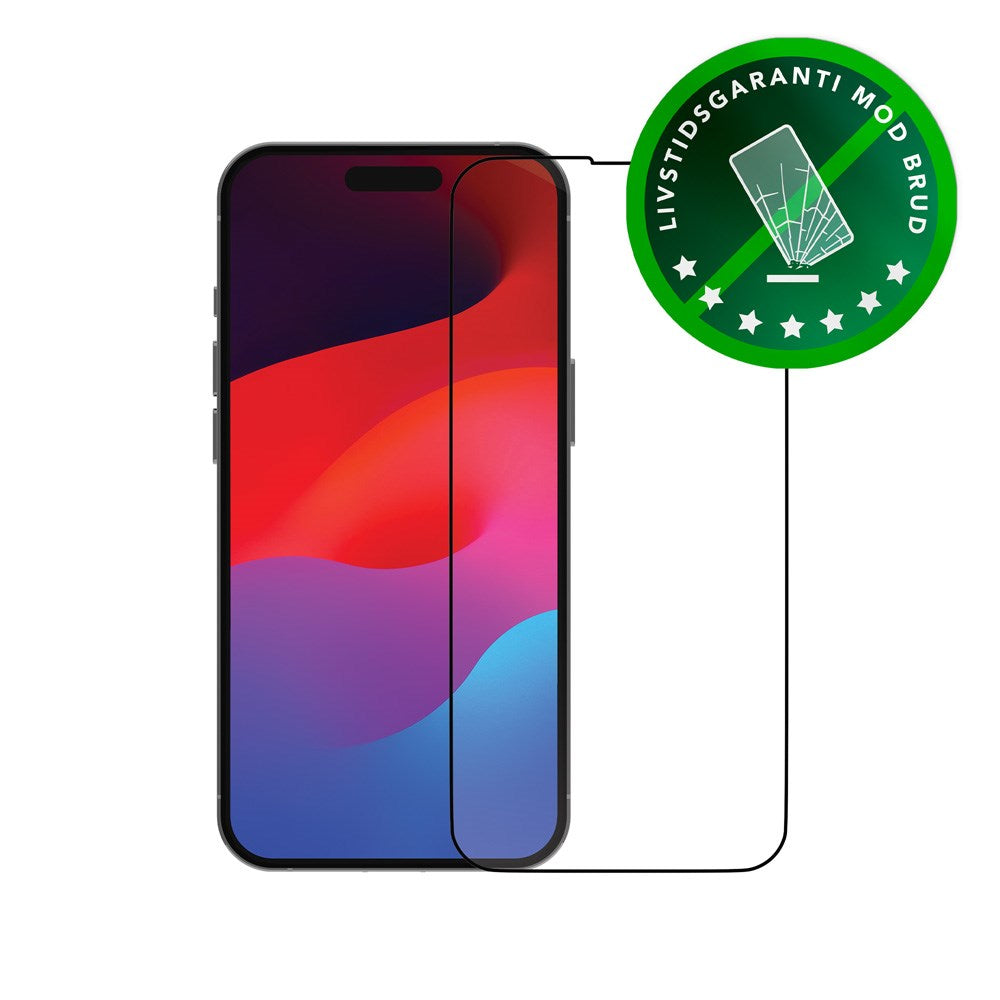 dbramante1928 iPhone 15 Pro Max Eco-Shield Skærmbeskyttelse m. Installationsramme - Sort Kant