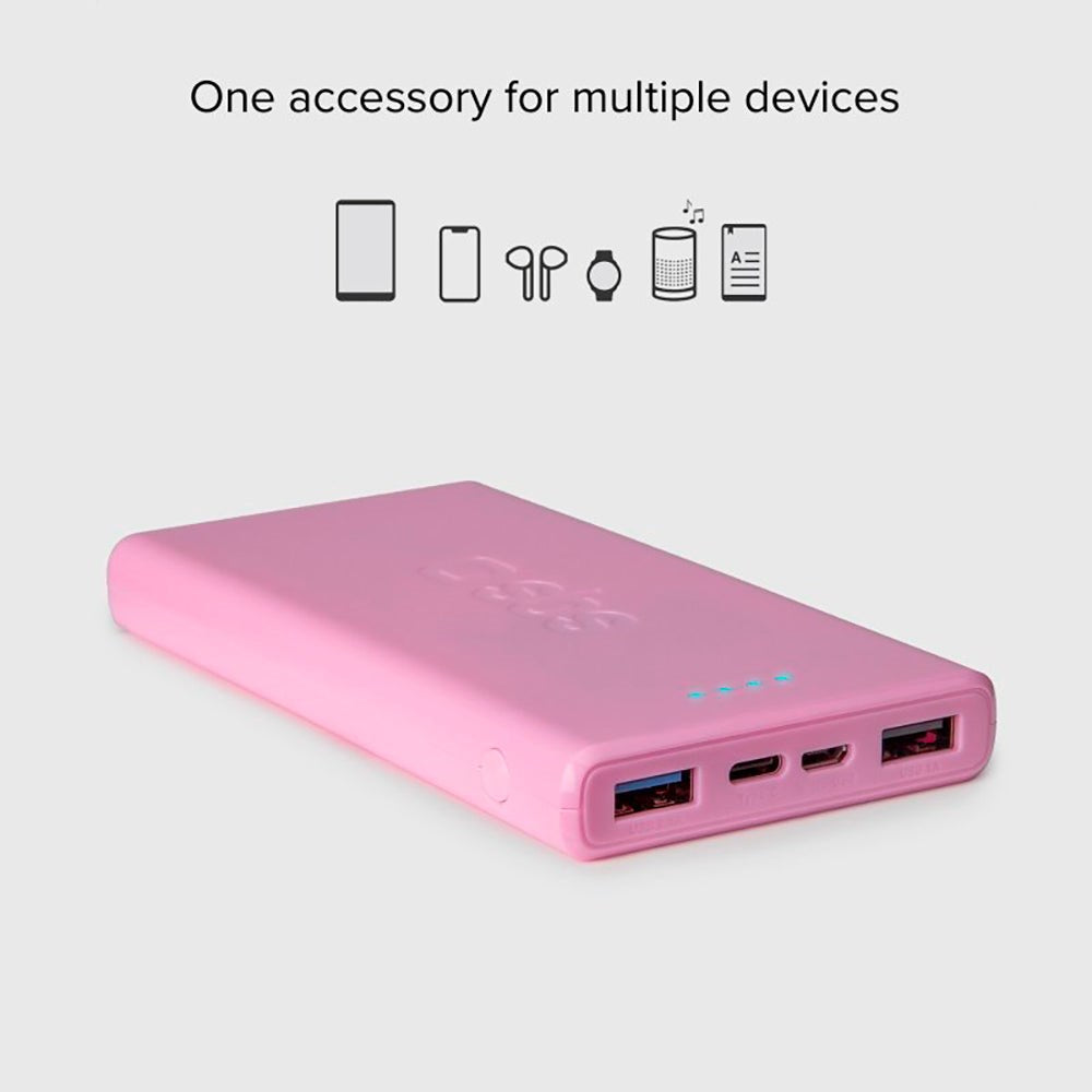 SBS Powerbank m. 2x USB-A & 1x USB-C 10W IC - 10.000 mAh - Pink