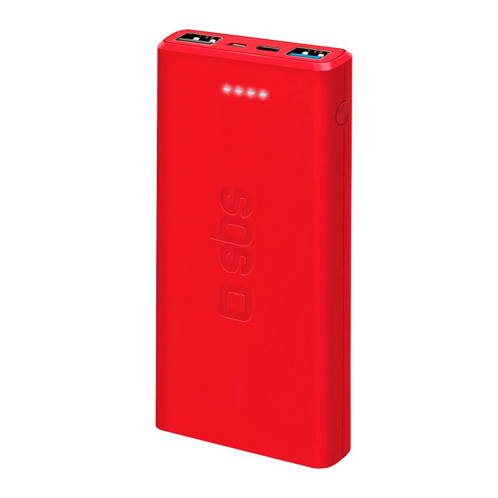 SBS Powerbank m. 2x USB-A & 1x USB-C 10W IC - 10.000 mAh - Rød