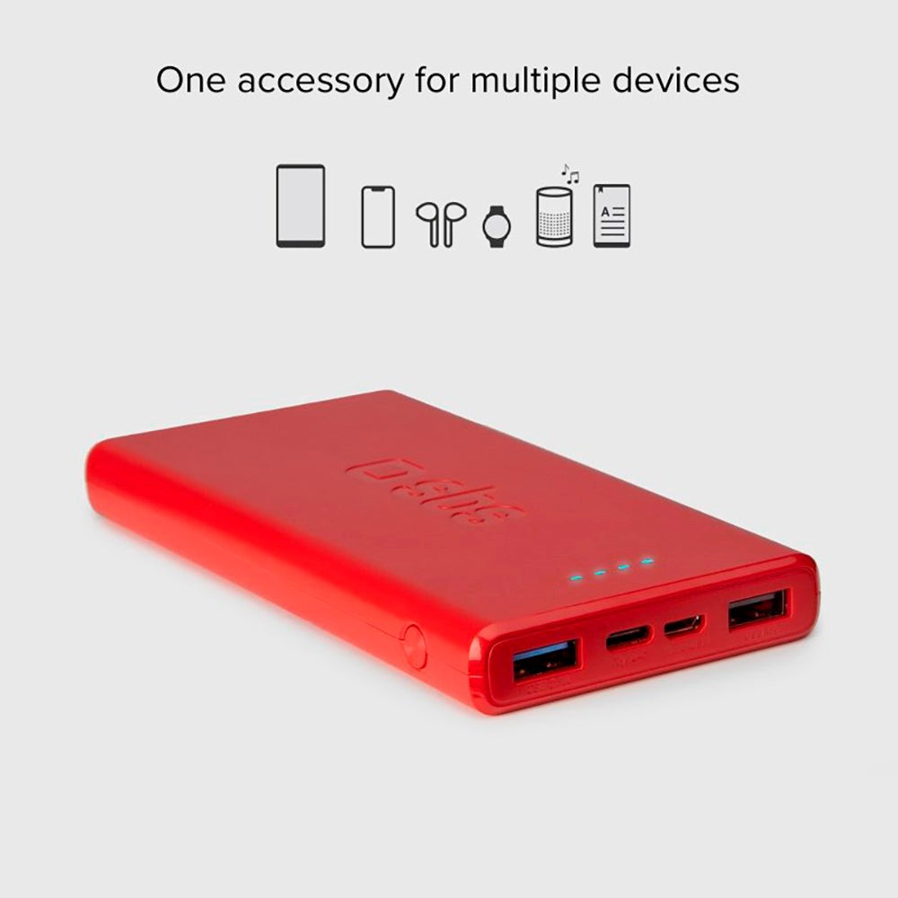 SBS Powerbank m. 2x USB-A & 1x USB-C 10W IC - 10.000 mAh - Rød