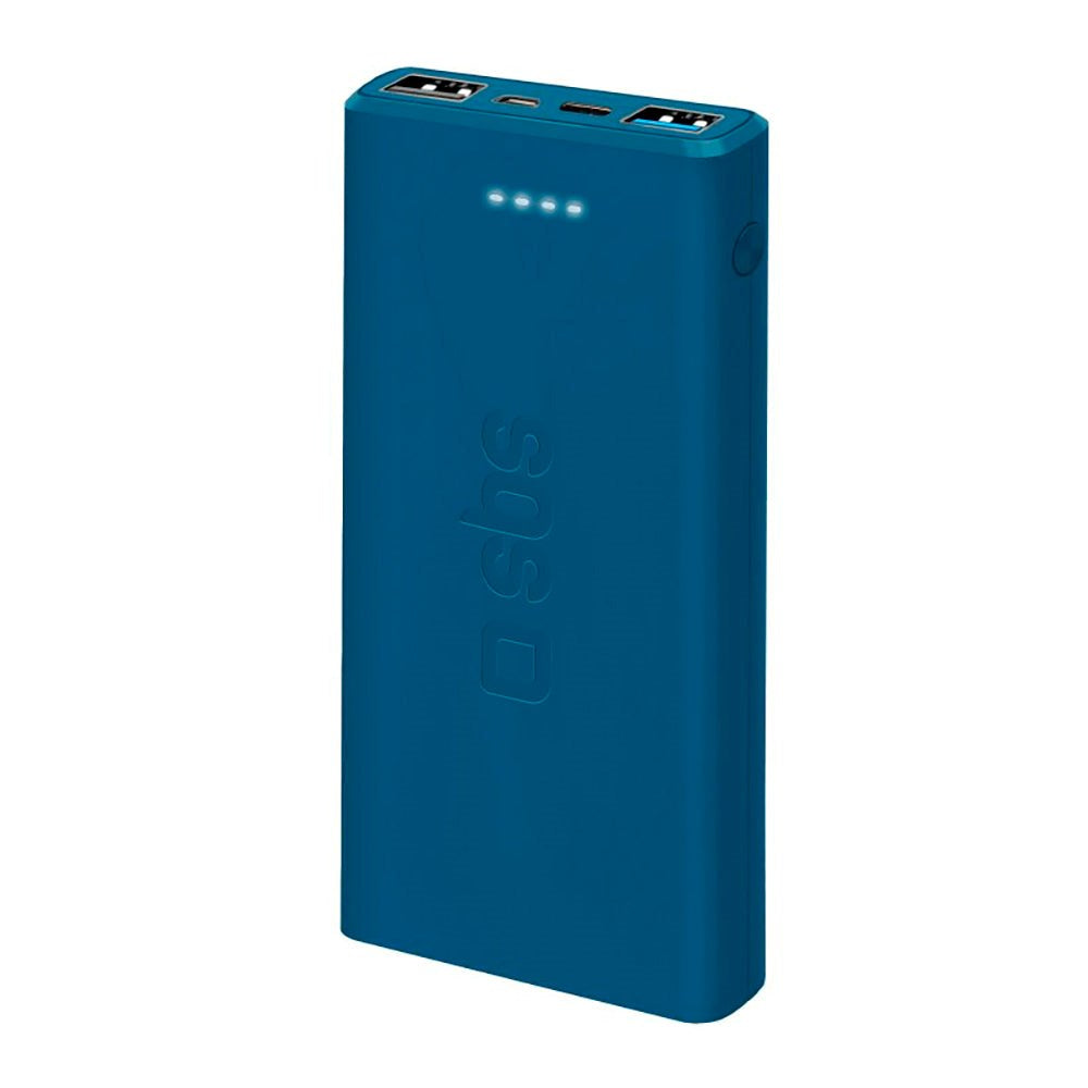SBS Powerbank m. 2x USB-A & 1x USB-C 10W IC - 10.000 mAh - Blå