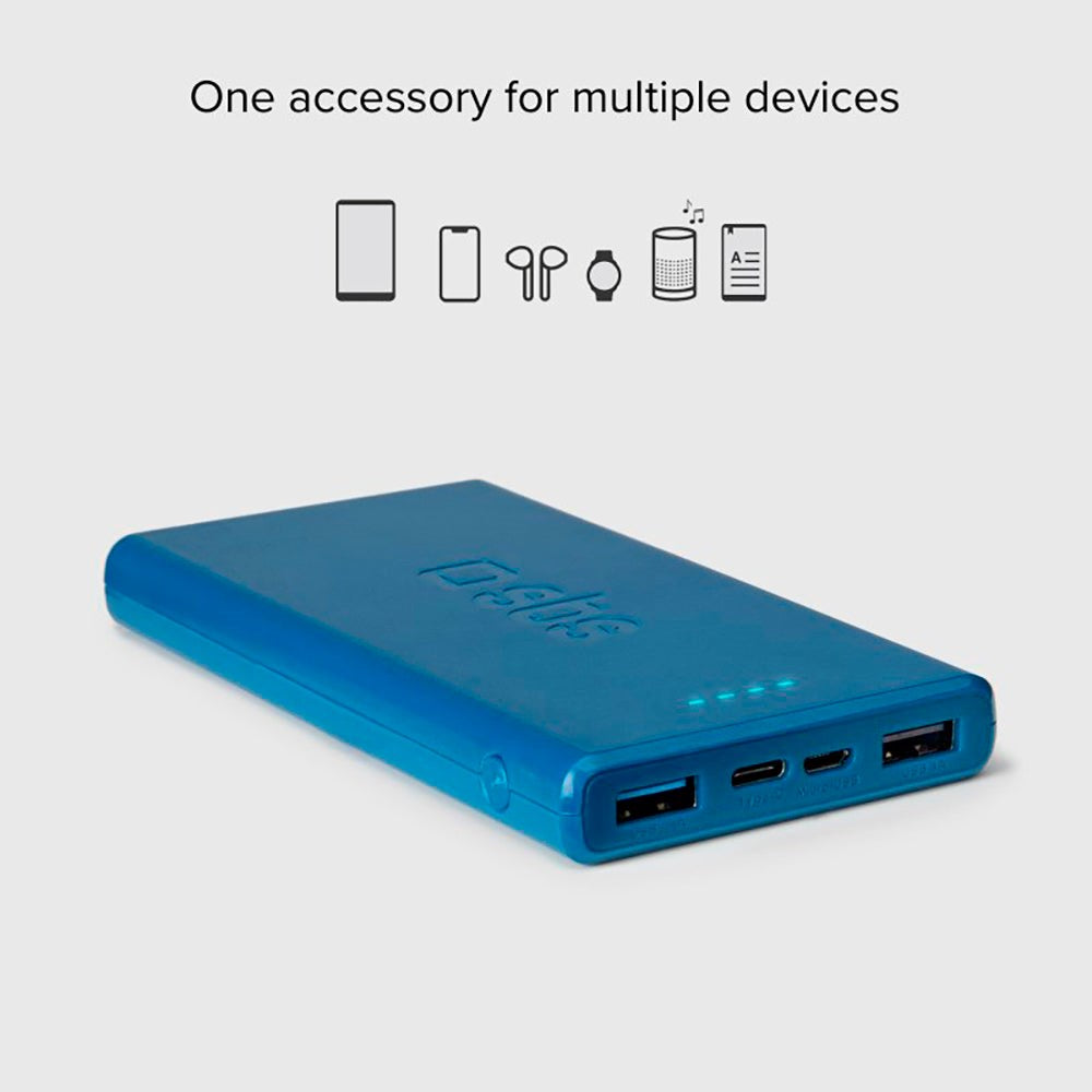 SBS Powerbank m. 2x USB-A & 1x USB-C 10W IC - 10.000 mAh - Blå