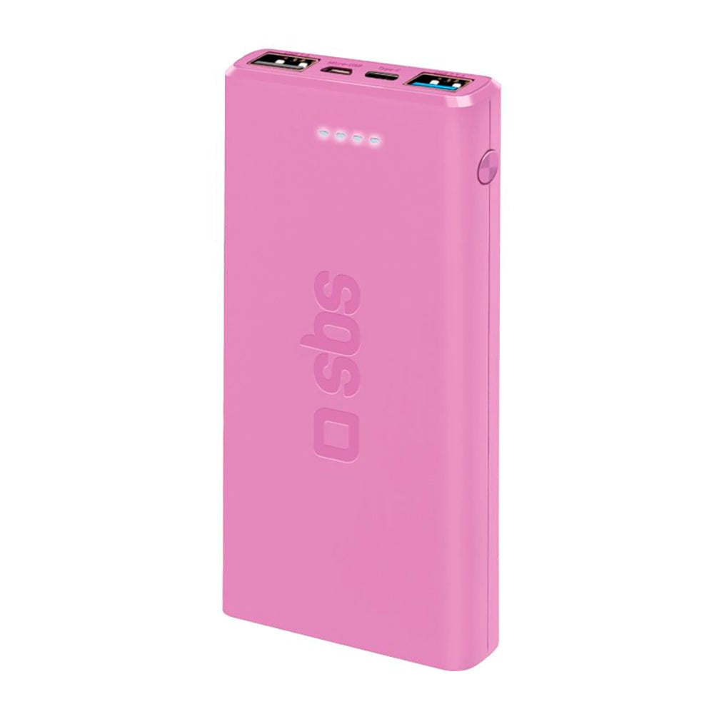 SBS Powerbank m. 2x USB-A & 1x USB-C 10W IC - 10.000 mAh - Pink