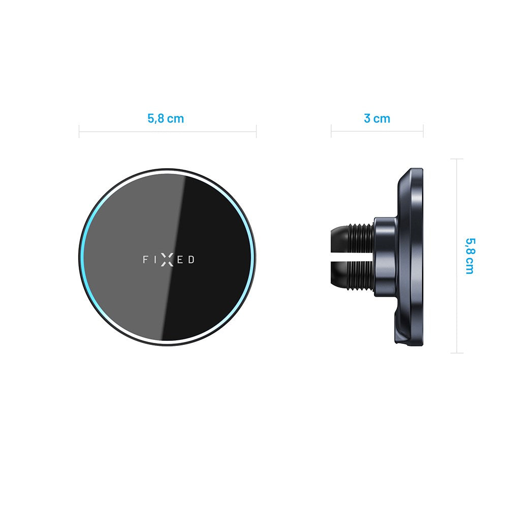 Fixed MagRound 15W Magnetisk Mobilholder 15W Trådløs Oplader - MagSafe Kompatibel - Sort