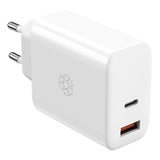 ËSSENTIALS by Upström PD 65W GaN USB-C og USB-A Genanvendt Plastik Vægoplader  - Hvid