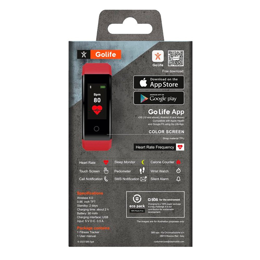 Vital Fit Fitness Tracker m. Søvntracker & Skridttæller SBS - Rød