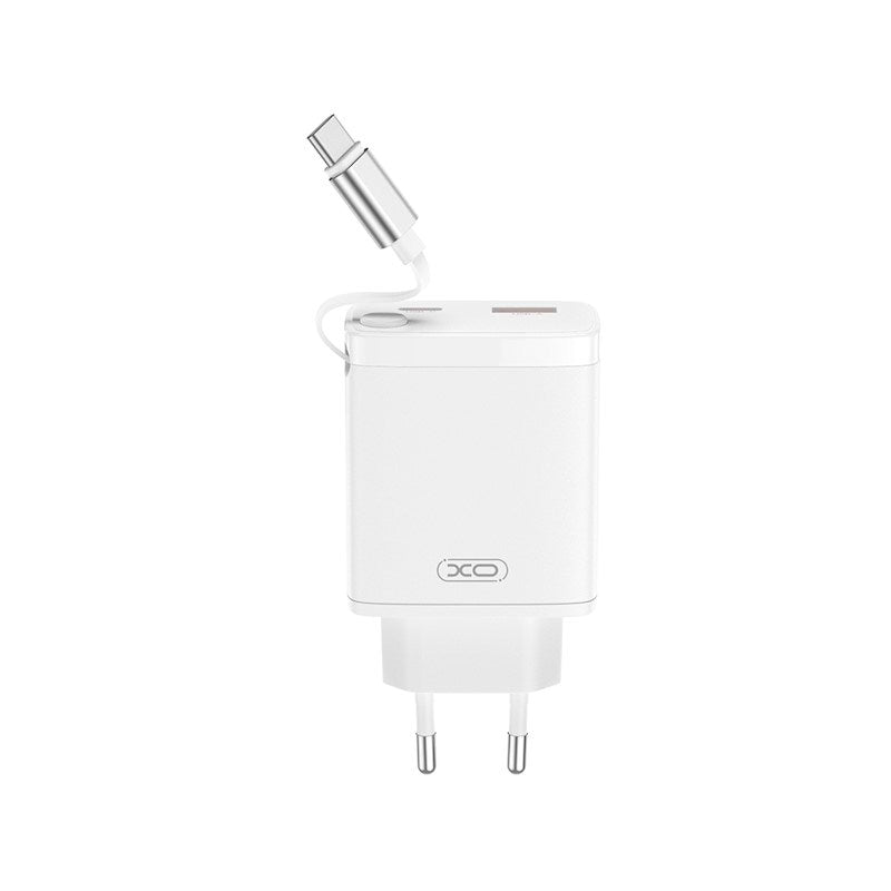 XO 30W Vægoplader 1 x USB-C 1 x USB-A inkl. USB-C Kabel - Hvid
