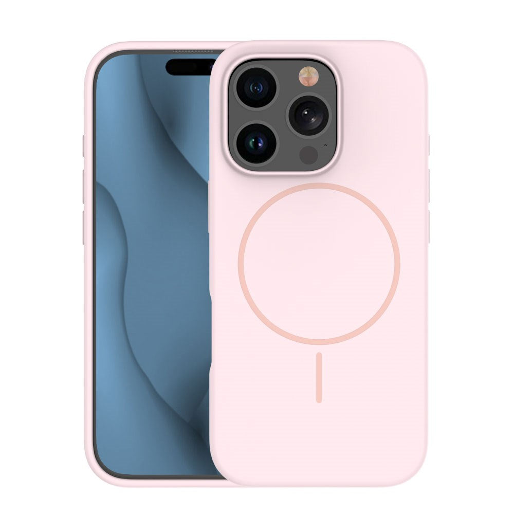 iPhone 15 Pro Silicone Thin Mobil Cover - MagSafe Kompatibel - Lyserød