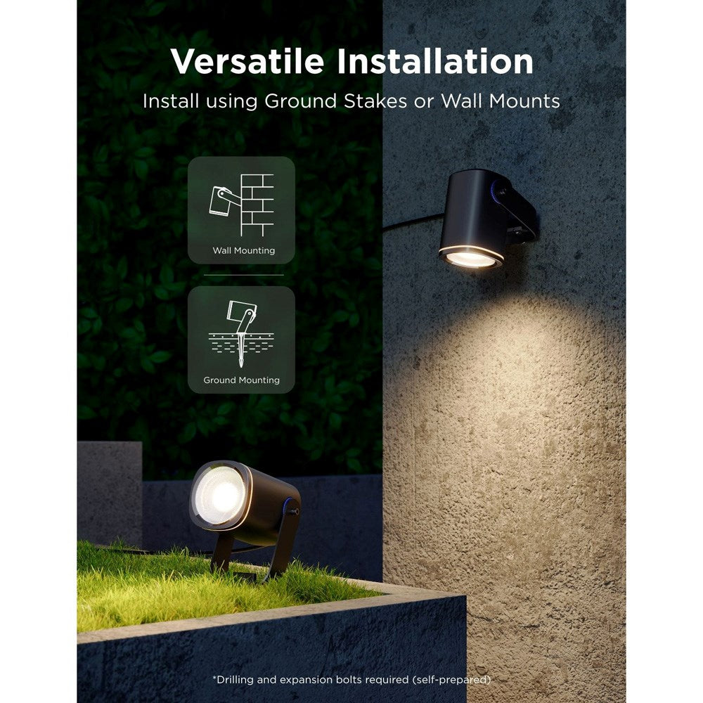 Govee Outdoor Spotlights med 2 stk. - Montering: Væg / Jorden - Sort