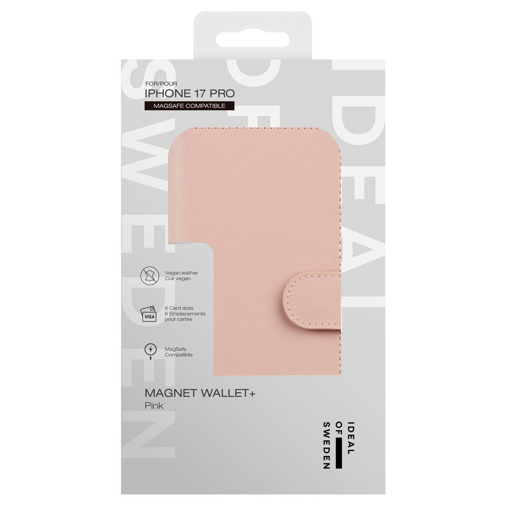 iPhone 17 Pro iDeal Of Sweden Magnet Wallet+ Flip Cover - MagSafe Kompatibel - Pink