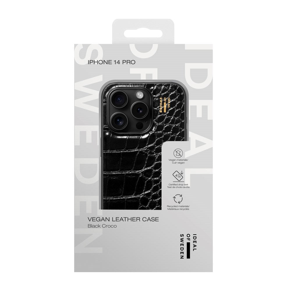 iDeal Of Sweden iPhone 14 Pro Vegan Leather Cover - Black Croco