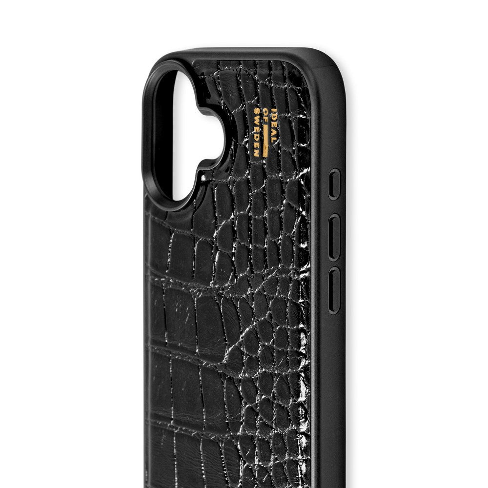 iDeal Of Sweden iPhone 16 Vegan Leather Cover - Black Croco