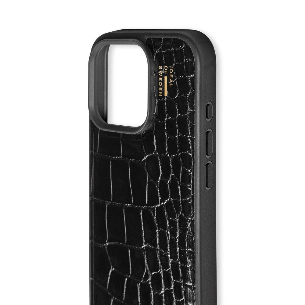 iDeal Of Sweden iPhone 16 Pro Vegan Leather Cover - Black Croco