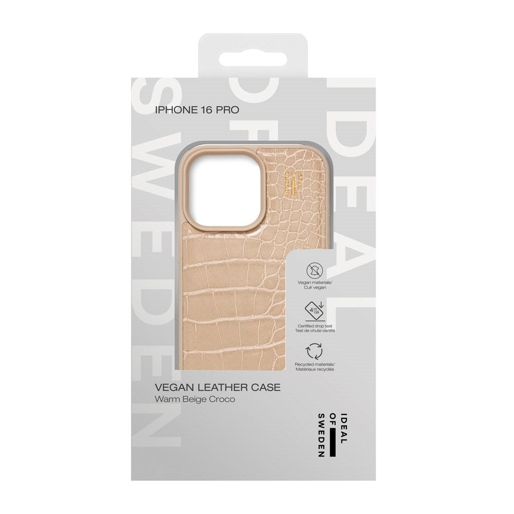 iDeal Of Sweden iPhone 16 Pro Vegan Leather Cover - Warm Beige Croco