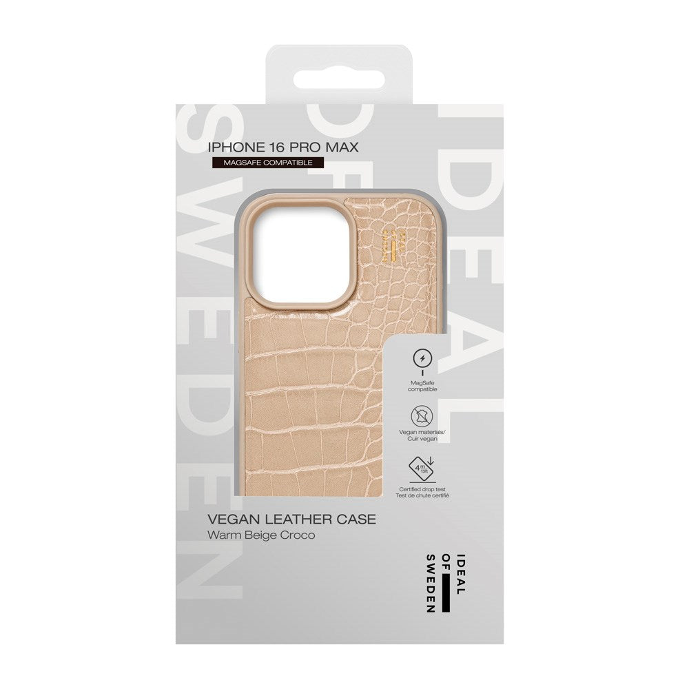 iDeal Of Sweden iPhone 16 Pro Max Vegan Leather Cover - MagSafe Kompatibel - Warm Beige Croco