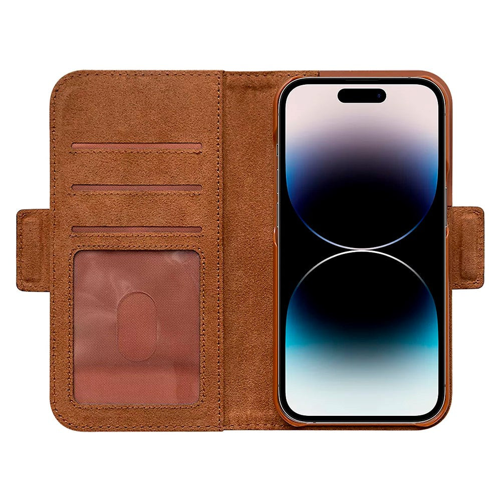 iPhone 14 Key Nordfjord Slim Wallet Læder Mobil Cover m. Pung - Brun