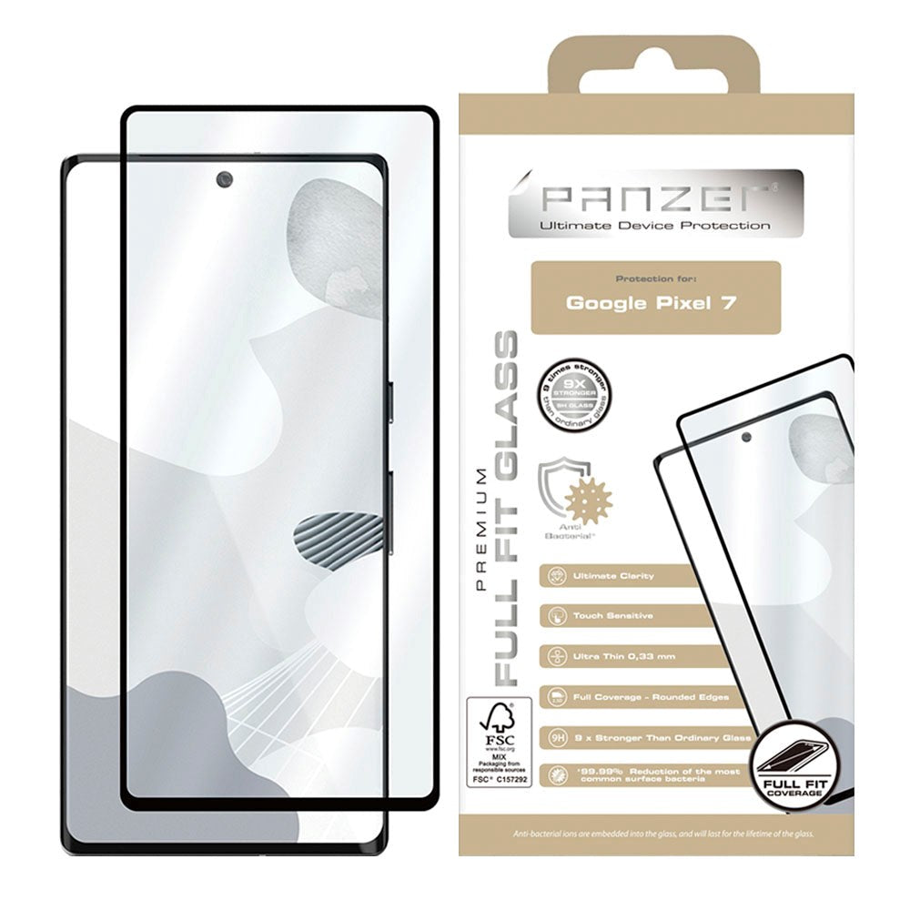 Google Pixel 7 PANZER Premium Full-Fit Glass - Hærdet Glas - Sort Kant