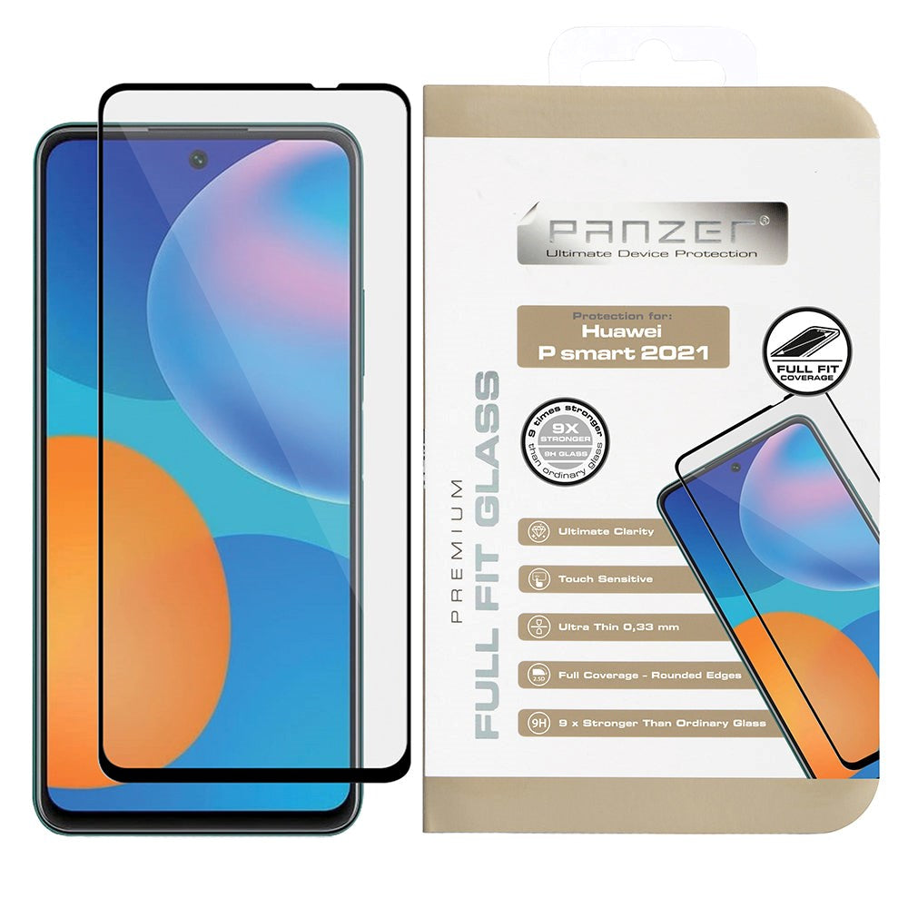 Huawei P Smart (2021) PANZER Premium Full Fit Glas - Sort Ramme