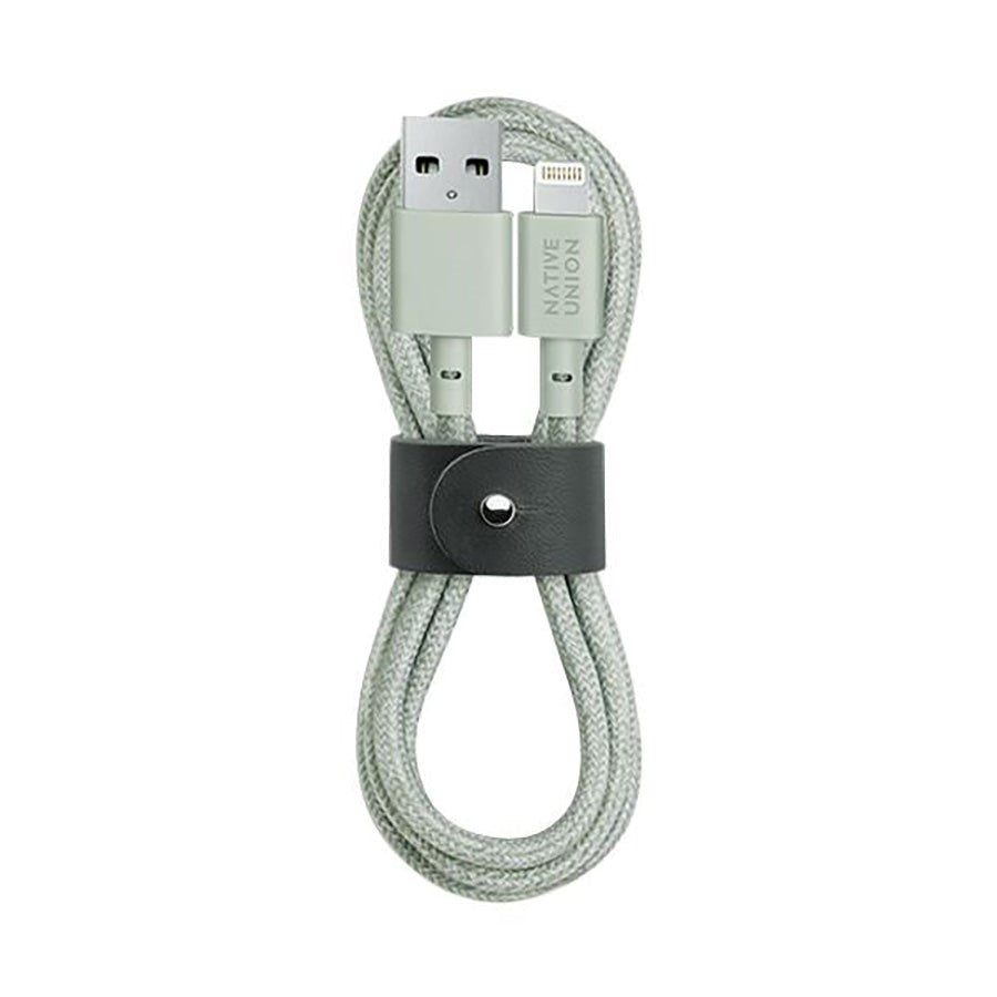 Native Union Belt USB-A til Lightning Kabel m. Læderspænde 1.2 m. - Sage