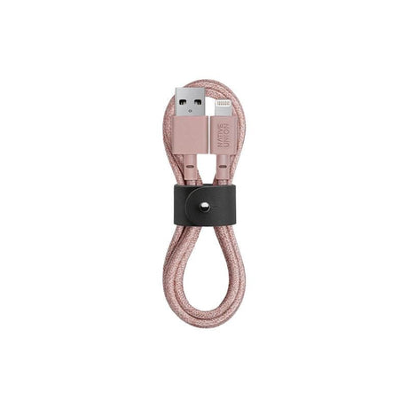 Native Union Belt USB-A til Lightning Kabel m. Læderspænde 1.2 m. - Rose