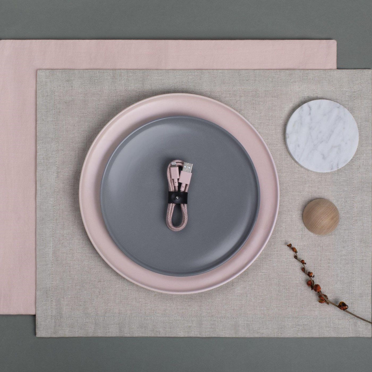 Native Union Belt USB-A til Lightning Kabel m. Læderspænde 1.2 m. - Rose