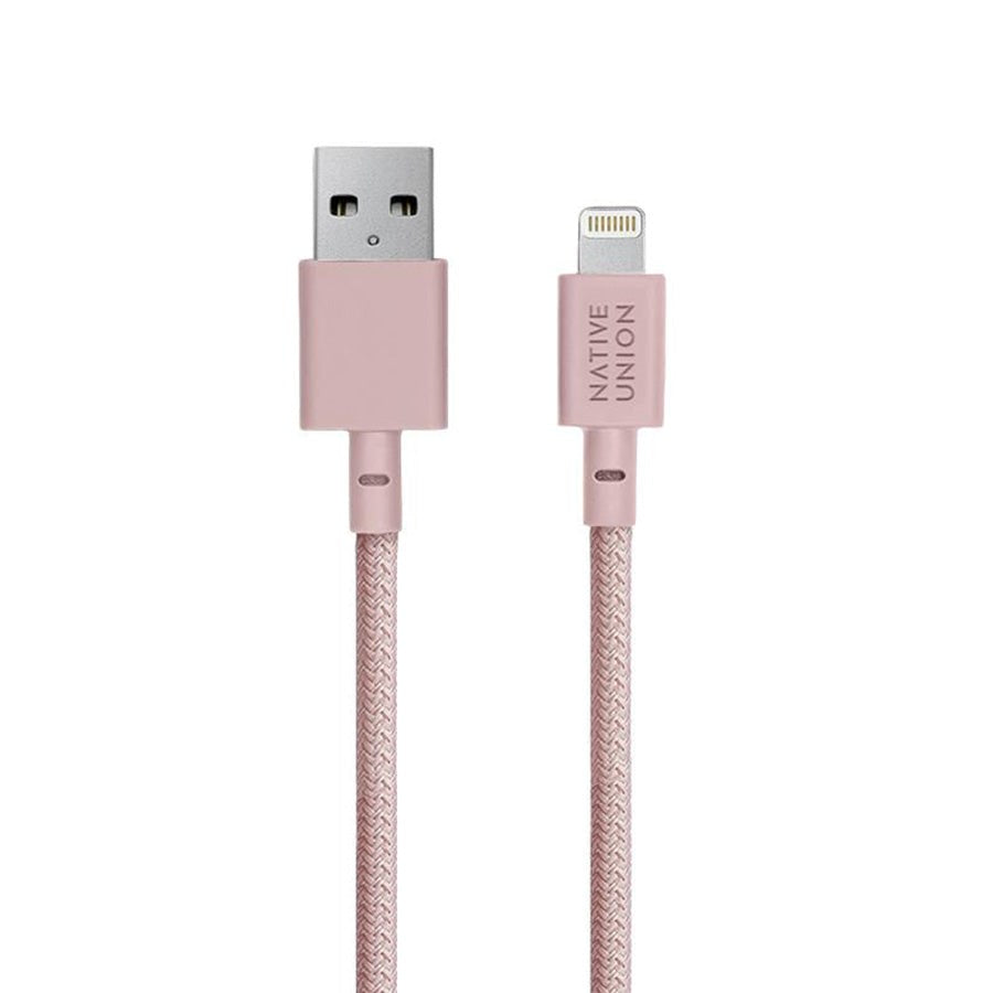 Native Union Belt USB-A til Lightning Kabel m. Læderspænde 1.2 m. - Rose