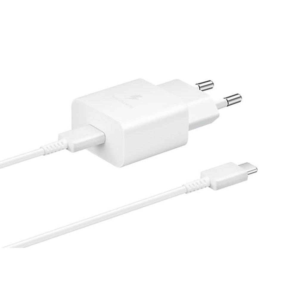 Original Samsung Power Fast Charger Vægoplader 15W m. USB-C til USB-C Kabel - Hvid
