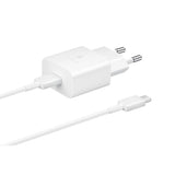 Original Samsung Power Fast Charger Vægoplader 15W m. USB-C til USB-C Kabel - Hvid