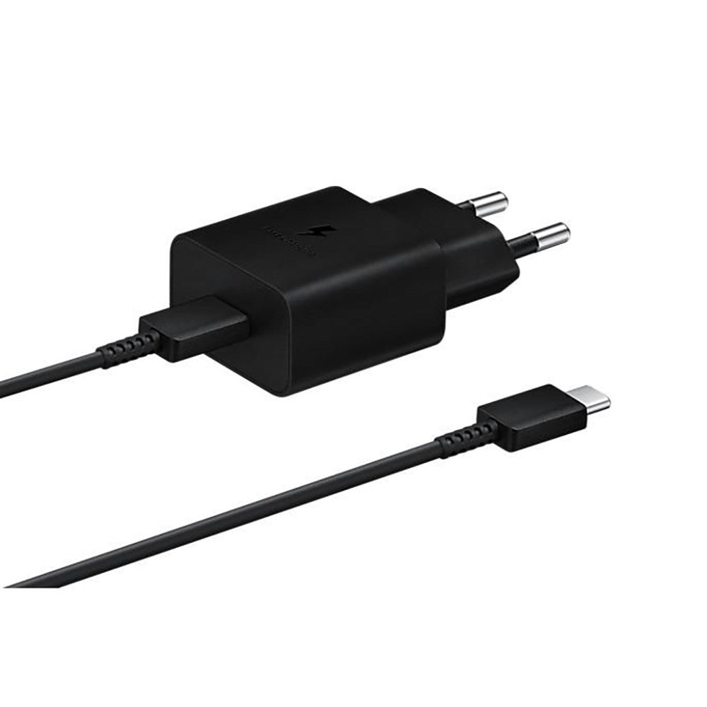 Original Samsung Power Fast Charger Vægoplader 15W m. USB-C til USB-C Kabel - Sort