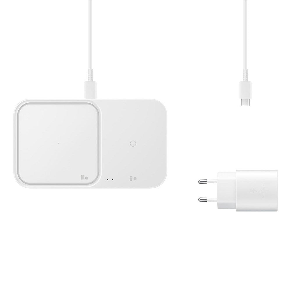 Original Samsung DUO Wireless Pad 15W Trådløs Oplader - Hvid