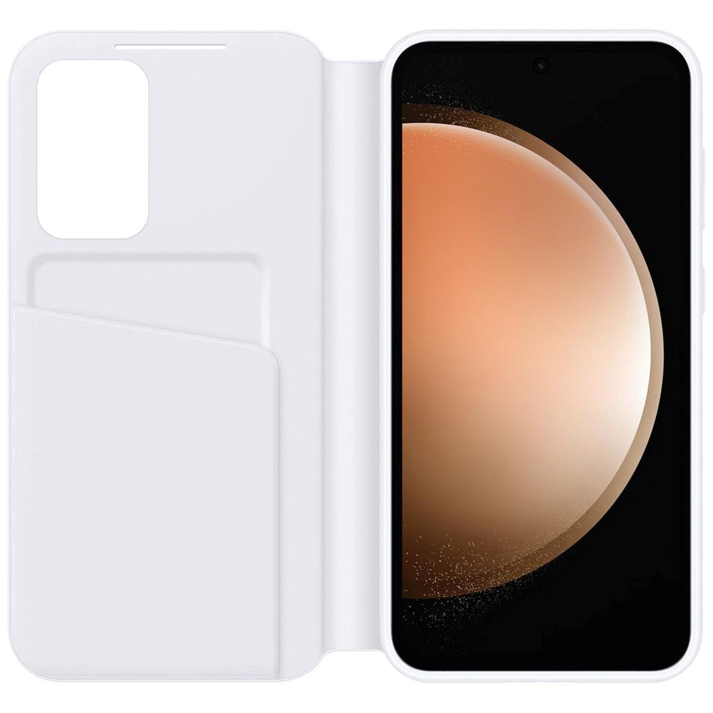 Original Samsung Galaxy S23 FE Smart Clear View Cover - Hvid (EF-ZS711CWEGWW)