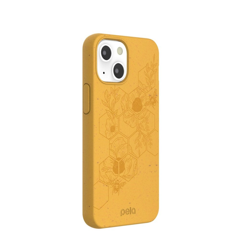 Pela Classic Honey Bee Miljøvenligt Plantebaseret Case Til iPhone 13 Mini - Orange