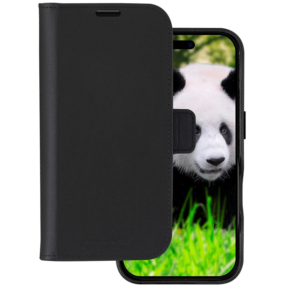dbramante1928 iPhone 16 Pro Lynge Ægte Læder Magnet Flip Cover - MagSafe Kompatibel - Black