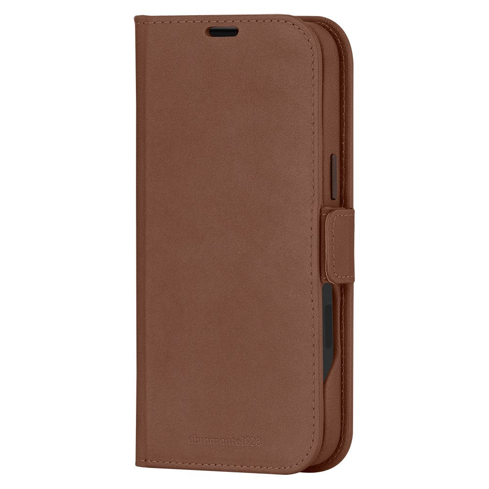 dbramante1928 iPhone 16 Plus Lynge Ægte Læder Magnet Flip Cover - MagSafe Kompatibel - Tan