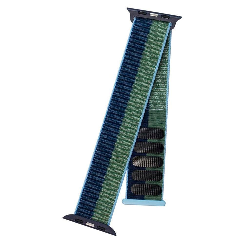 Apple Watch (38/40/SE/41/42mm) Nylon Rem Lippa - Grøn / Blå