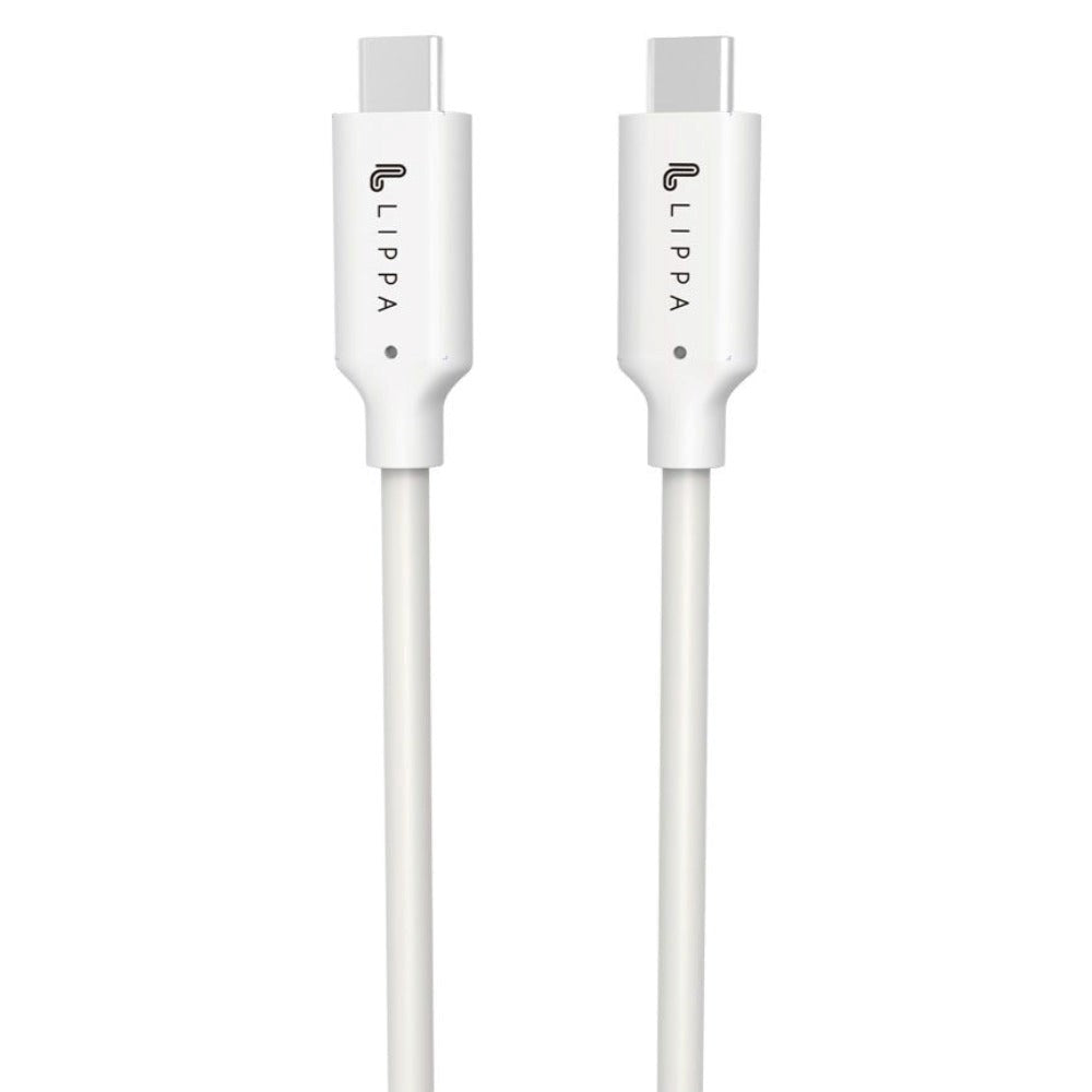 Lippa Kabel USB-C til USB-C 100W & 10Gbps - 2m - Hvid