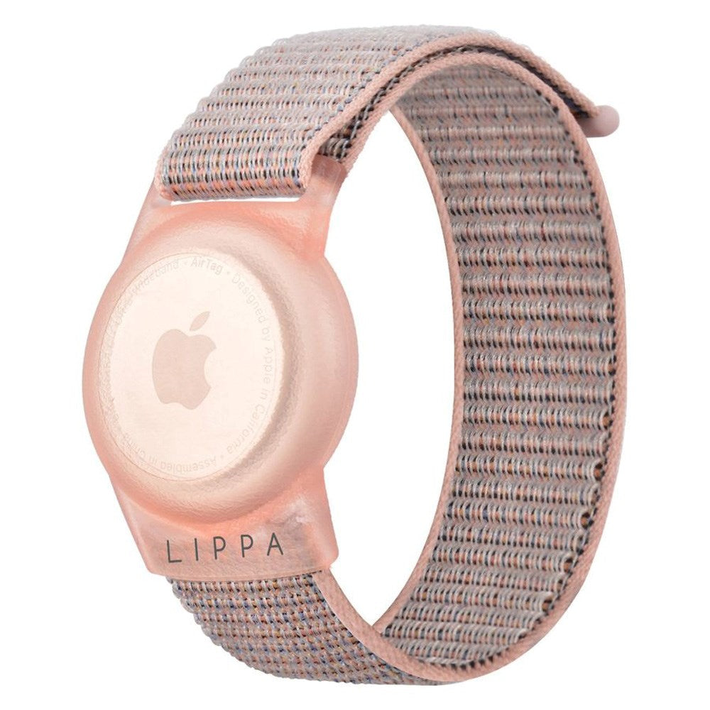 Lippa Justerbart Nylon Armbånd til Apple AirTag 1. & 2. Gen. - Lyserød
