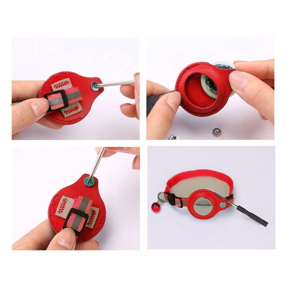 Lippa Halsbånd med AirTag Etui - 22-32 cm - Rød