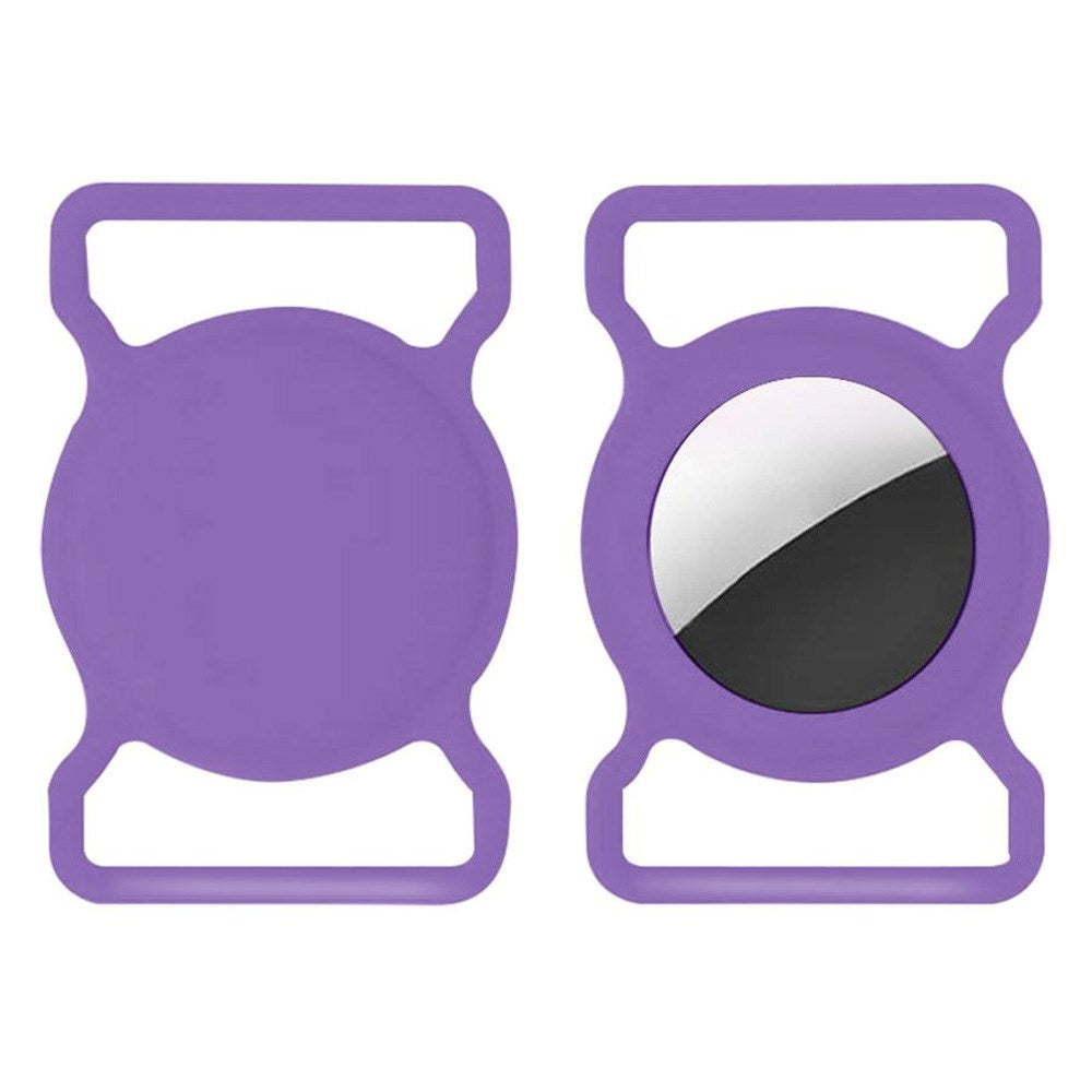 Silikone AirTag Holder til Halsbånd - Lilla