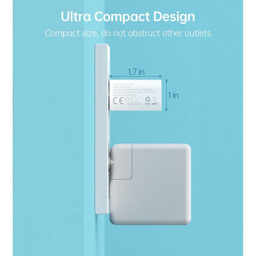 Lippa Vægoplader m. USB-C 20W - Power Delivery - Hvid
