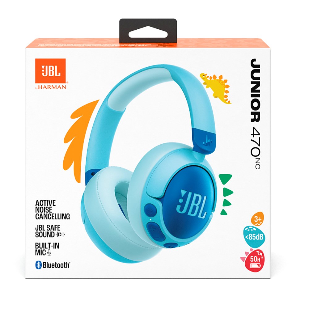 JBL Junior 470NC Over-Ear Børne Headset med Lydbegrænser m. Bluetooth og Aktiv Støjreduktion - Høretelefoner - Blå