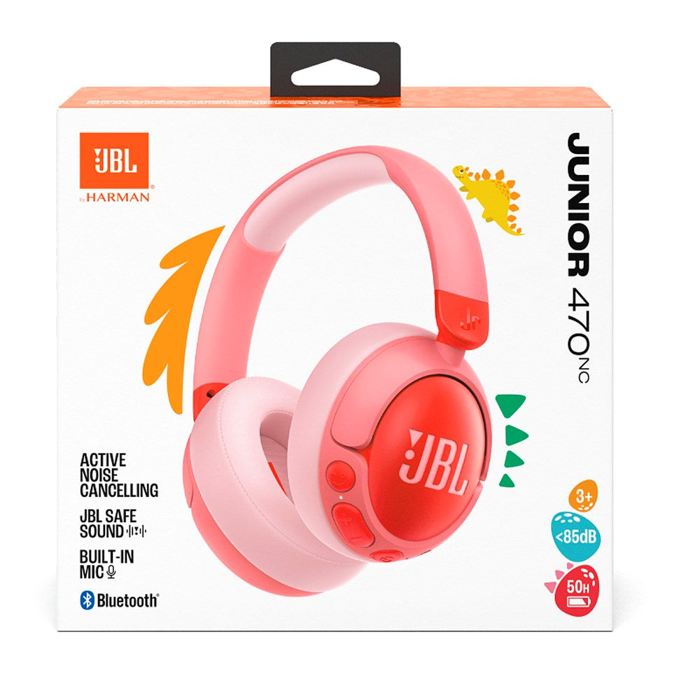 JBL Junior 470NC Over-Ear Børne Headset med Lydbegrænser m. Bluetooth og Aktiv Støjreduktion - Høretelefoner - Lyserød