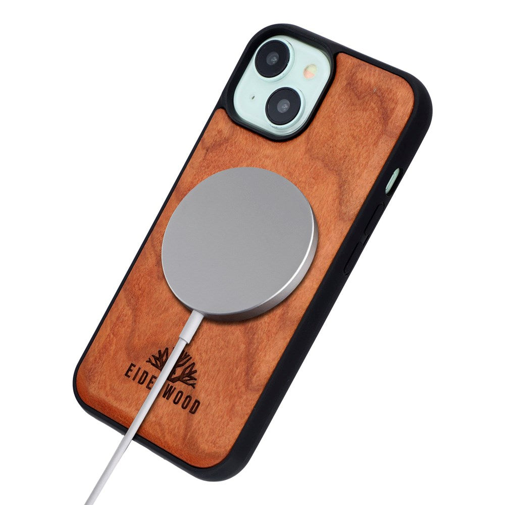 iPhone 15 - EIDERWOOD Magnetisk Træcover - MagSafe Kompatibel - Kirsebærtræ