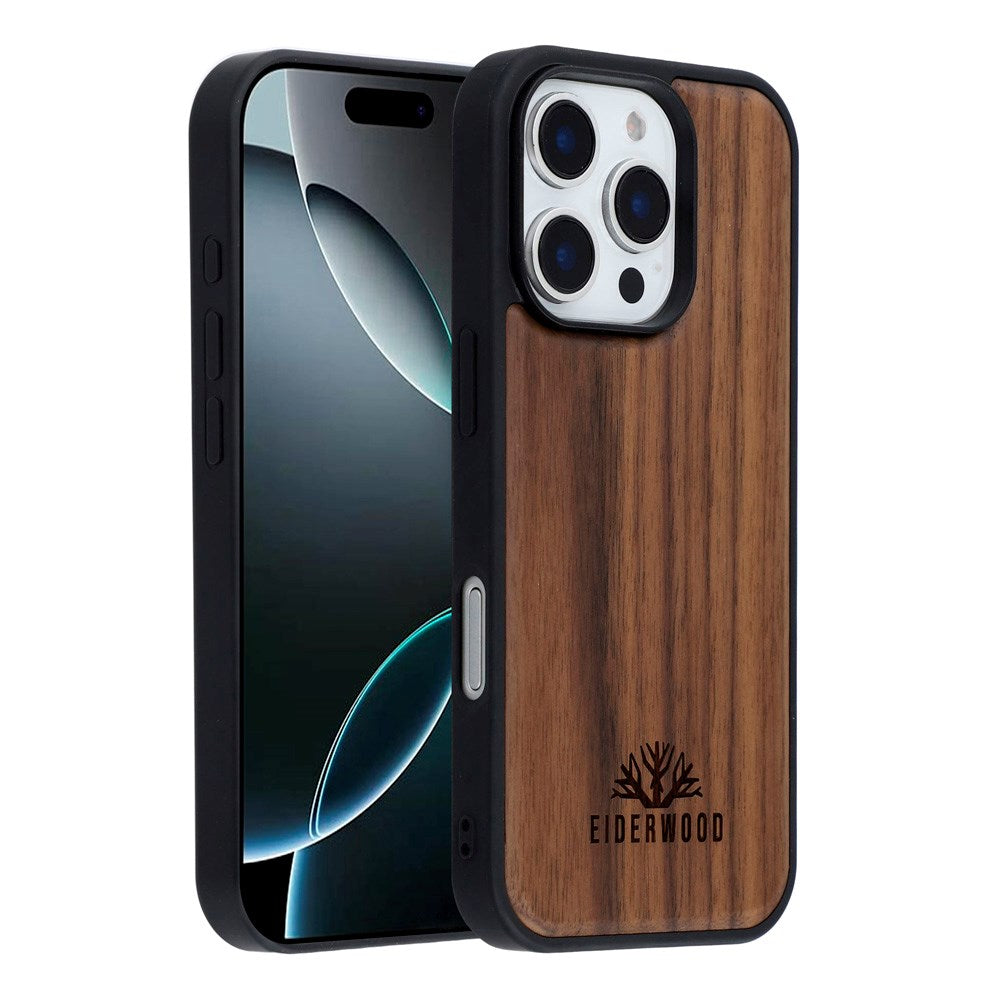 iPhone 16 Pro - EIDERWOOD Magnetisk Træcover - MagSafe Kompatibel - Valnøddetræ