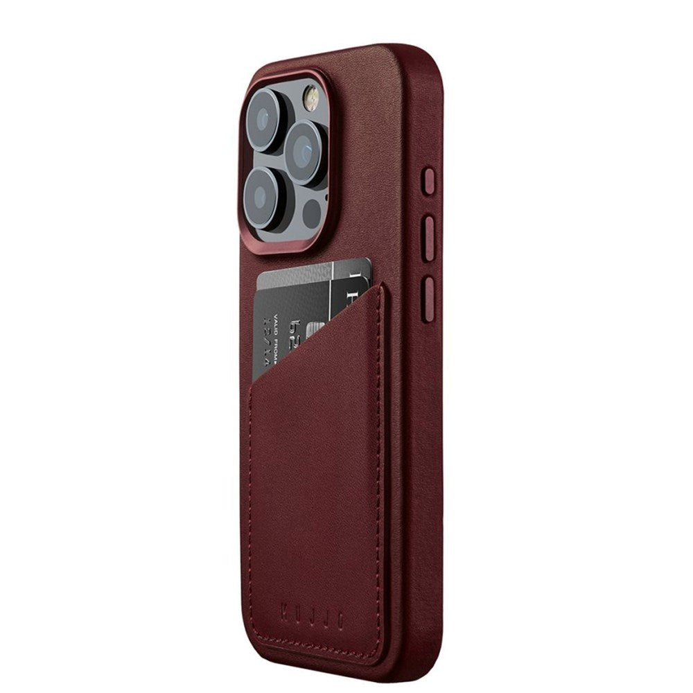 iPhone 15 Pro Mujjo Leather Wallet Cover - MagSafe Kompatibel - Brun